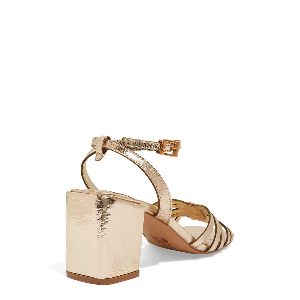 Sandalia Santa Lolla Dourada Metallic Salto Bloco 