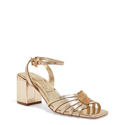 Sandalia Santa Lolla Dourada Metallic Salto Bloco 