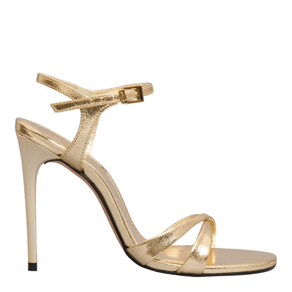 Sandália Santa Lolla Dourada Salto Alto Fino