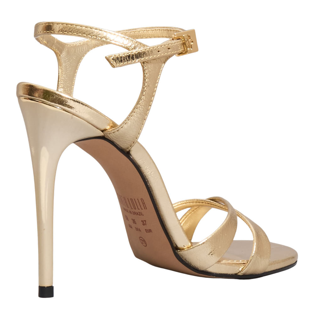 Sandália Santa Lolla Dourada Salto Alto Fino