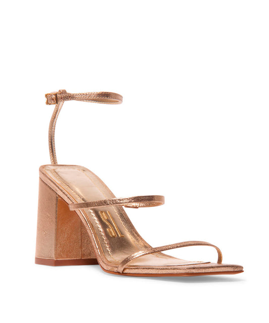 Sandália Santa Lolla Dourada Salto Alto Grosso