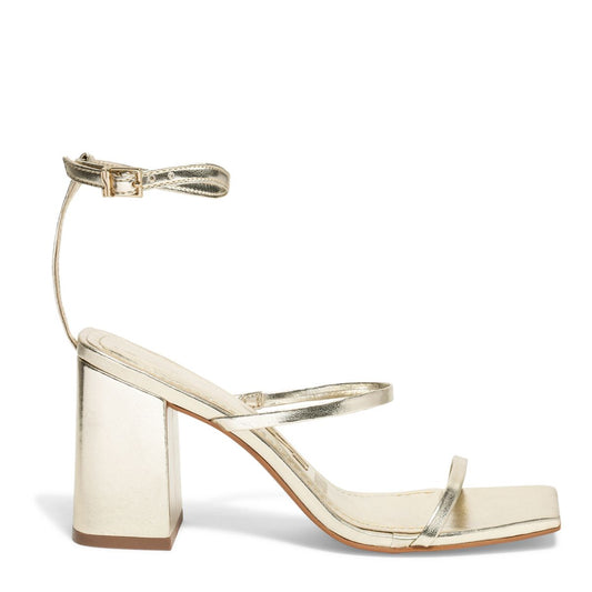 Sandália Santa Lolla Dourada Salto Bloco Alto