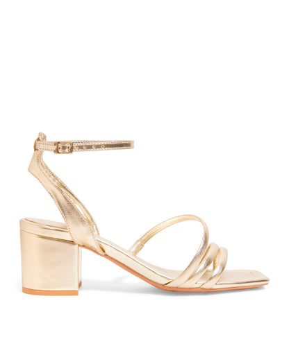 Sandália Santa Lolla Dourada Salto Bloco Baixo