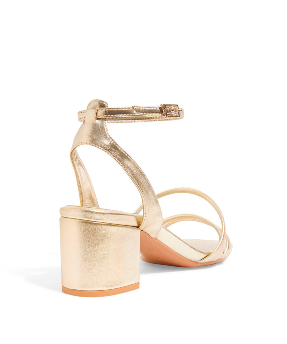 Sandália Santa Lolla Dourada Salto Bloco Baixo