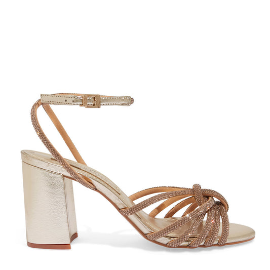 Sandália Santa Lolla Dourada Tiras Strass