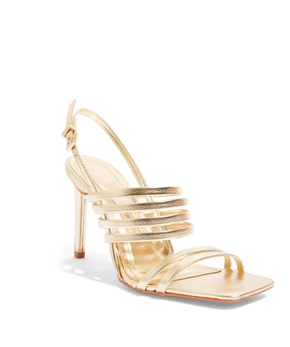Sandália Santa Lolla Dourado Metalizado Salto Fino