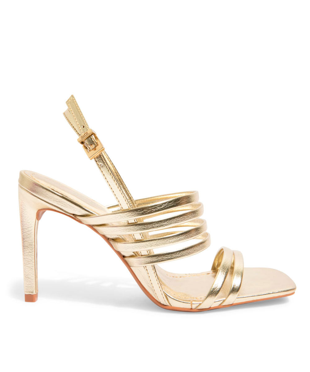 Sandália Santa Lolla Dourado Metalizado Salto Fino