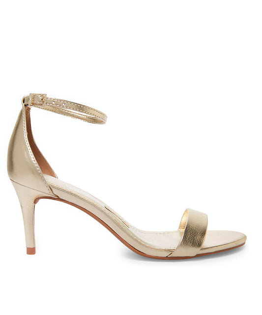 Sandália Santa Lolla Dourado Metalizado Salto Fino