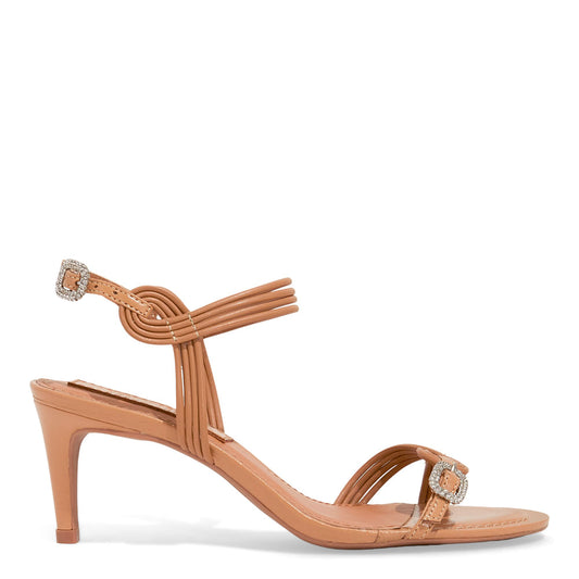 Sandália Santa Lolla Fivela Strass Doce De Leite