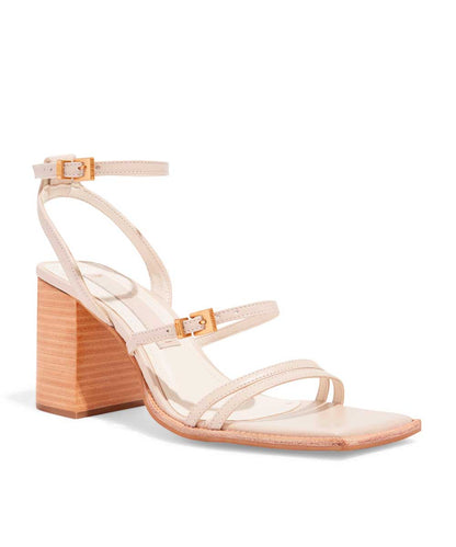 Sandália Santa Lolla Gladiadora Off White Salto Bloco Fachete