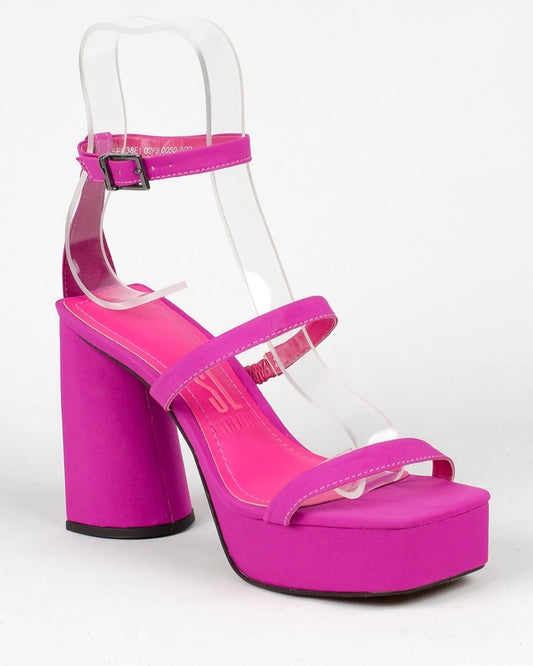 Sandália Santa Lolla Hot Pink Tiras Salto Invertido
