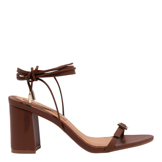 Sandália Santa Lolla Marrom Amarração Salto Bloco Médio
