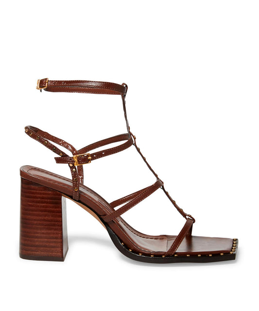 Sandália Santa Lolla Marrom Spikes Salto Madeira