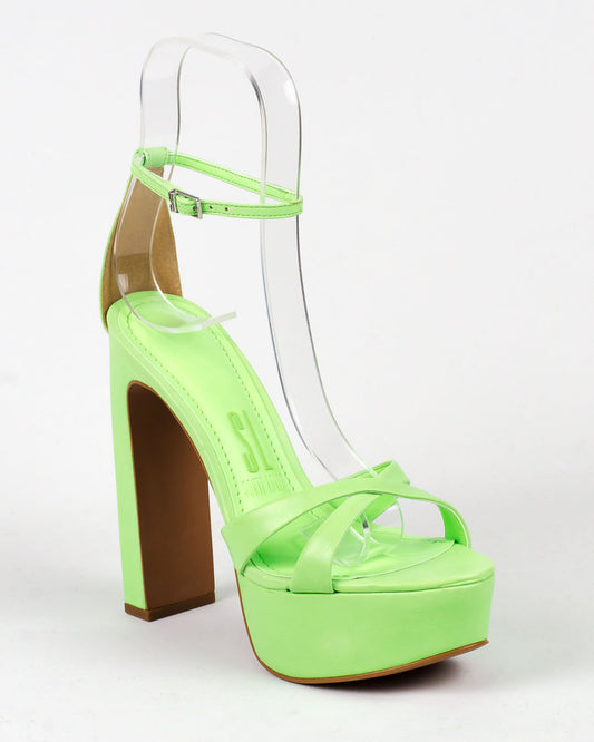 Sandália Santa Lolla Menta Couro Salto Alto