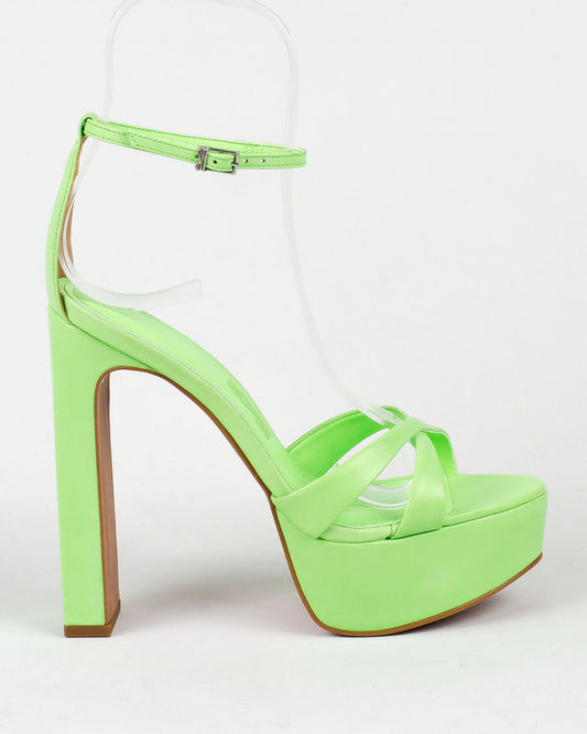 Sandália Santa Lolla Menta Couro Salto Alto