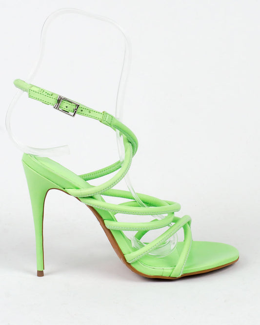 Sandália Santa Lolla Menta Couro Salto Fino Alto