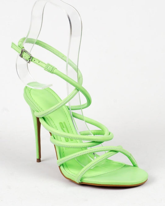 Sandália Santa Lolla Menta Couro Salto Fino Alto