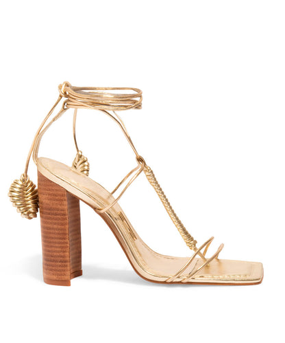 Sandália Santa Lolla Metalizada Dourada Amarração