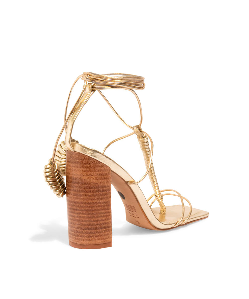 Sandália Santa Lolla Metalizada Dourada Amarração