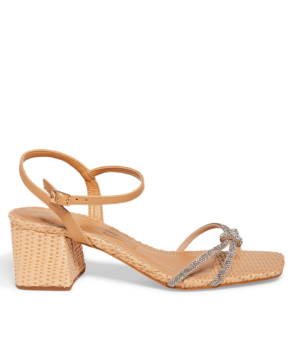 Sandália Santa Lolla Nude Palha Strass