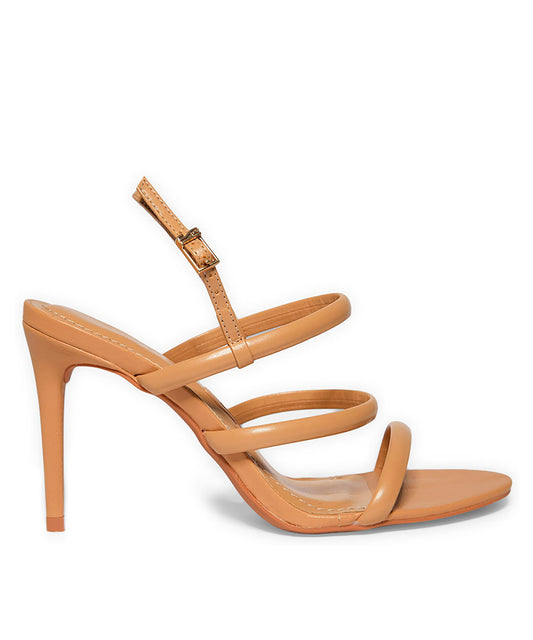 Sandália Santa Lolla Nude Palha Tiras Salto Fino