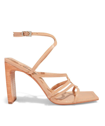 Sandália Santa Lolla Nude Verniz Salto Madeira