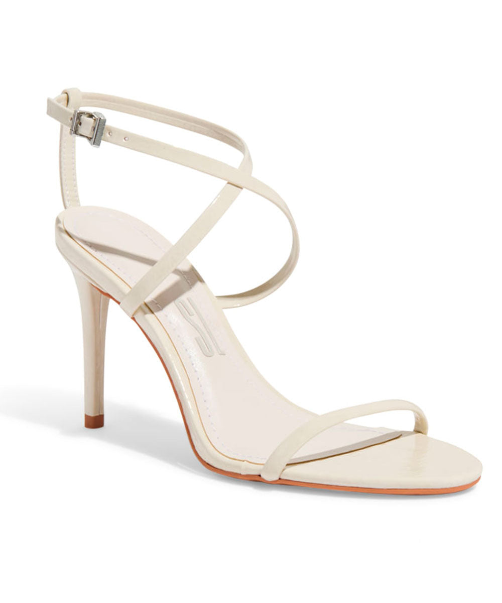 Sandália Santa Lolla Off White Envernizada Salto Fino