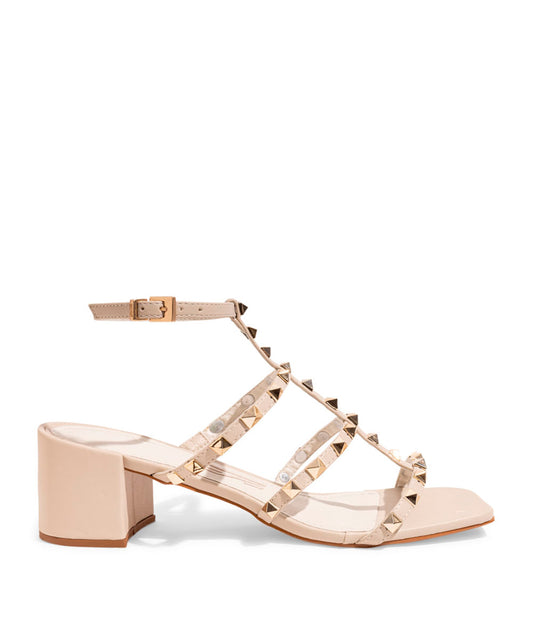 Sandalia Santa Lolla Off White Tiras Spikes Salto Bloco Baixo