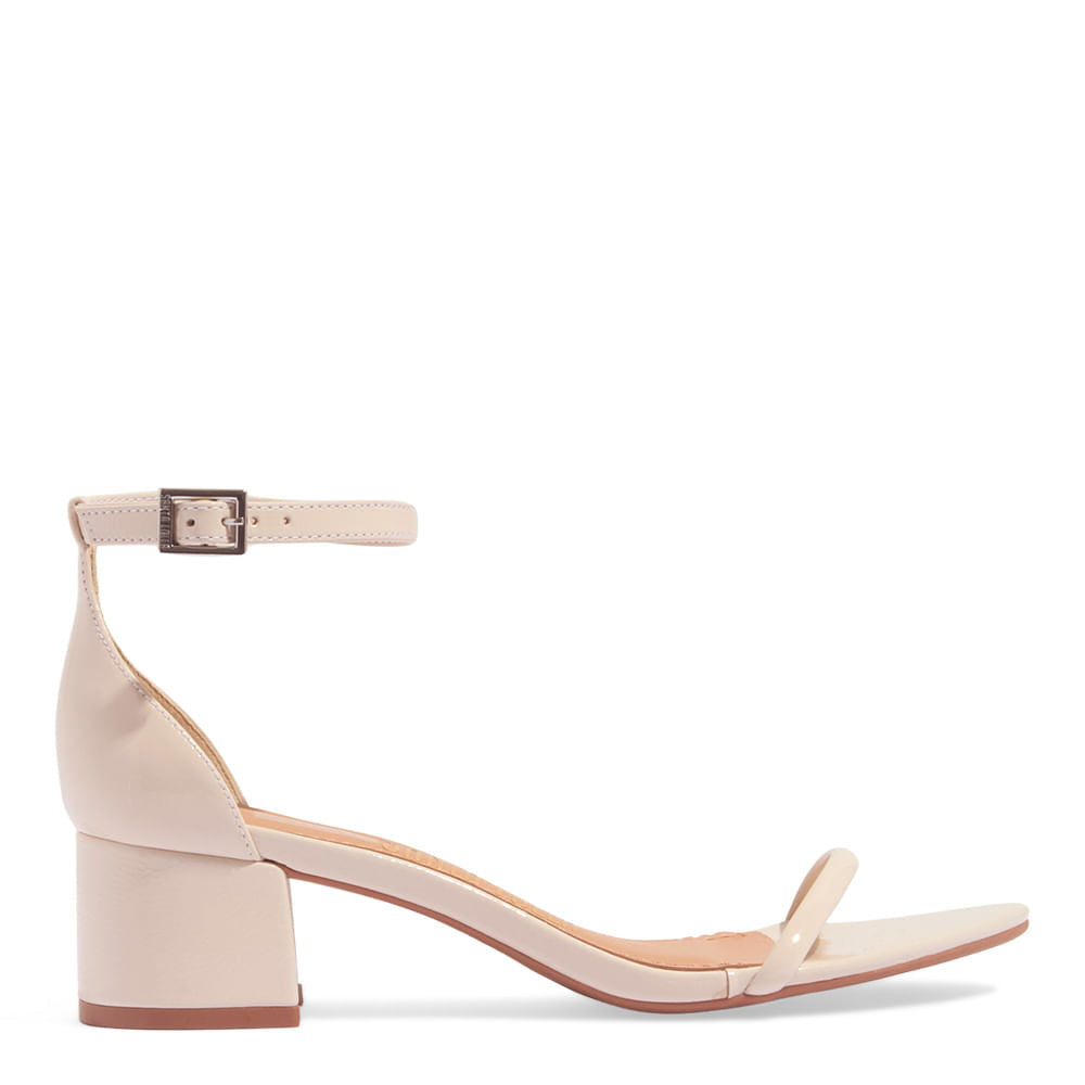 Sandália Santa Lolla Off White Verniz Salto Bloco