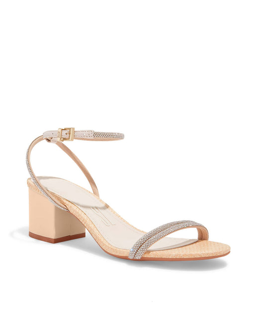 Sandália Santa Lolla Palha Salto Bloco Baixo Brilho Strass