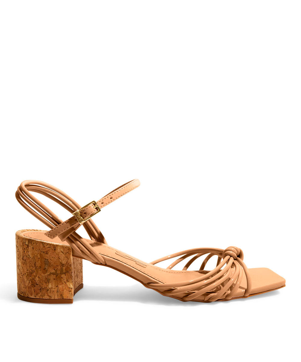 Sandália Santa Lolla Palha Salto Bloco Nó