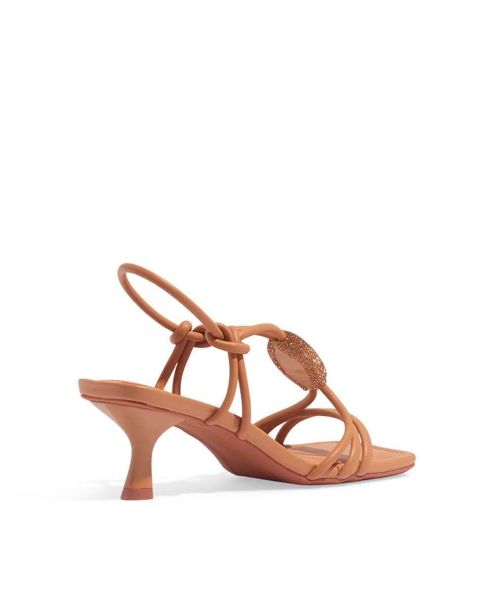 Sandália Santa Lolla Palha Strass Salto Fino