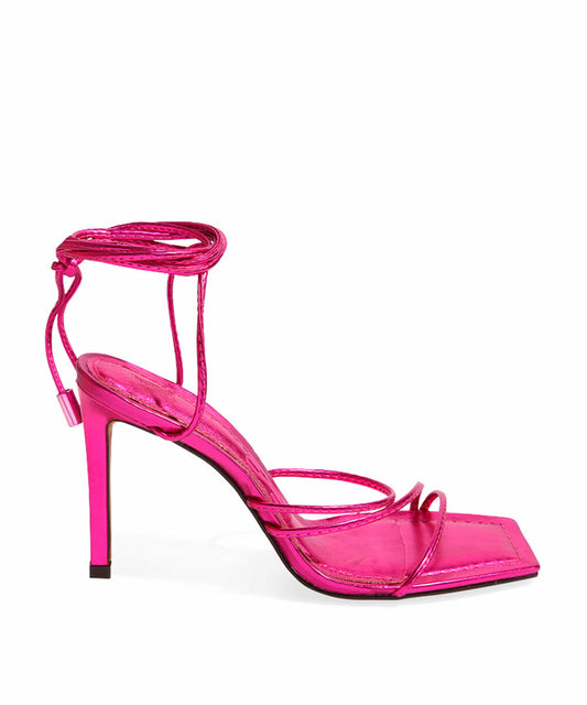 Sandália Santa Lolla Pink Soft Amarração Salto Fino