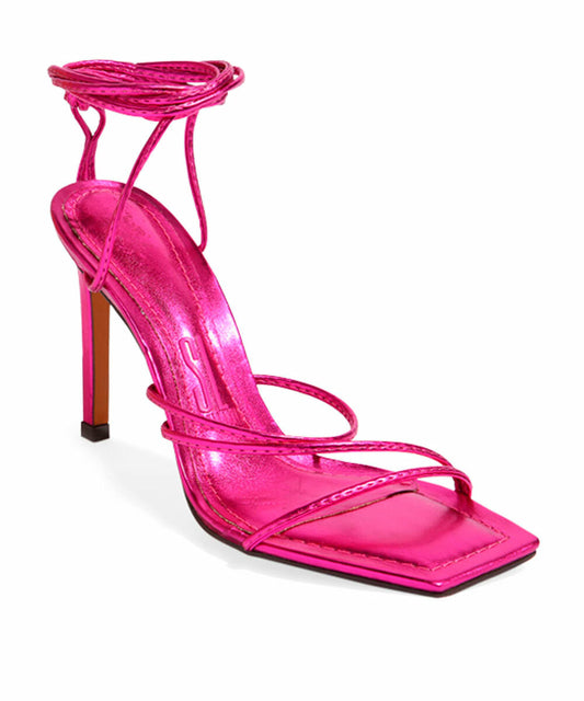 Sandália Santa Lolla Pink Soft Amarração Salto Fino