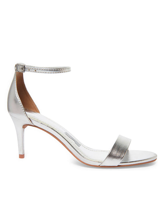 Sandália Santa Lolla Prata Metalizada Salto Fino