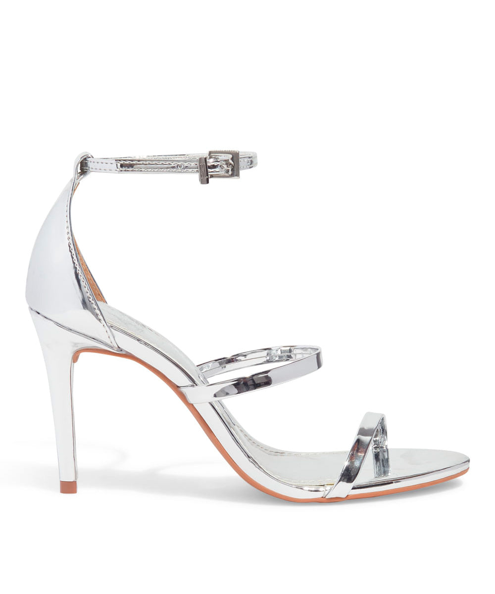 Sandália Santa Lolla Prata Metalizado Salto Fino Alto