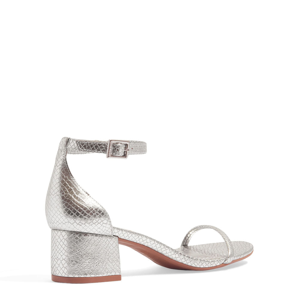 Sandália Santa Lolla Prata Metallic Cobra Salto Bloco