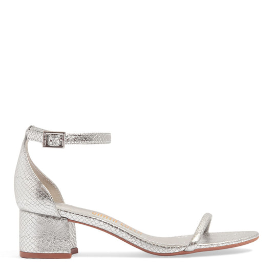 Sandália Santa Lolla Prata Metallic Cobra Salto Bloco