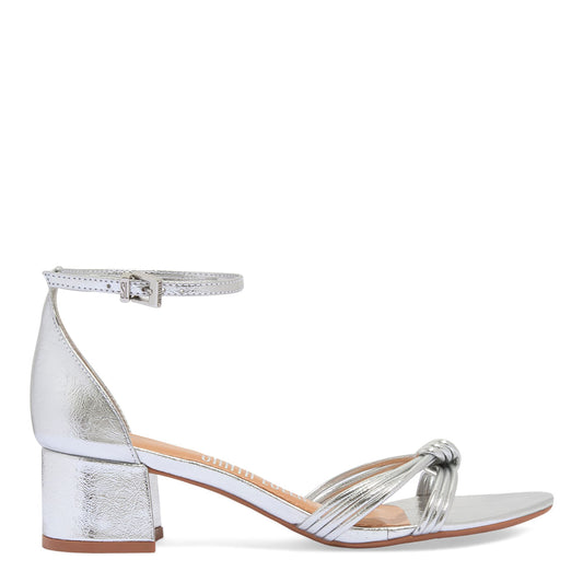 Sandália Santa Lolla Prata Salto Grosso Calcanhar Fechado