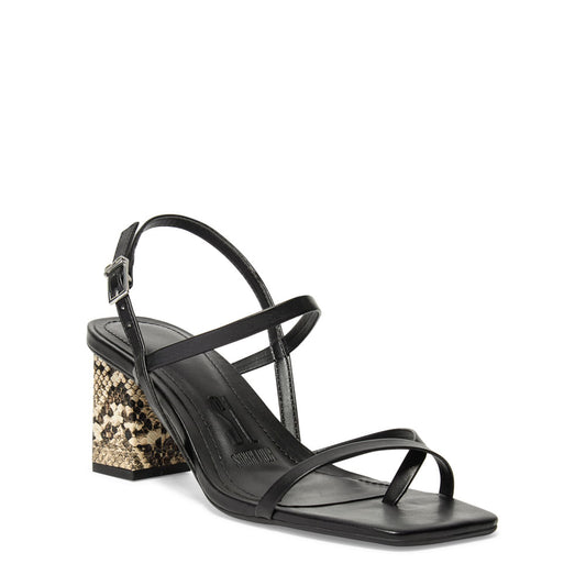 Sandália Santa Lolla Preta Cobra Salto Bloco