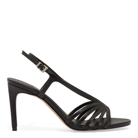Sandália Santa Lolla Preta Salto Alto Fino Tiras Trabalhadas