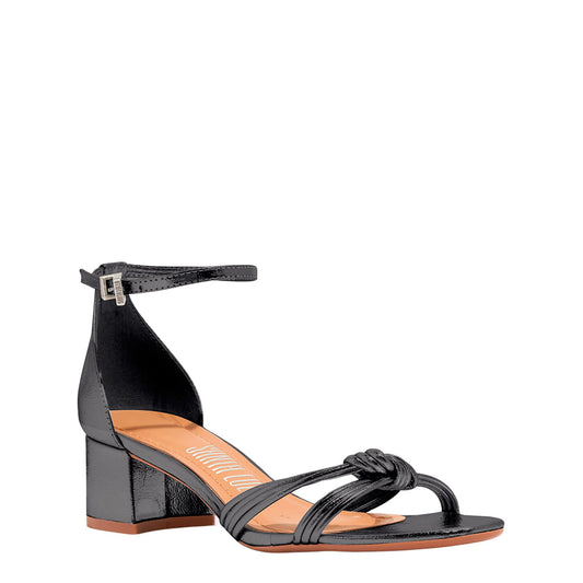 Sandália Santa Lolla Preta Salto Grosso Calcanhar Fechado