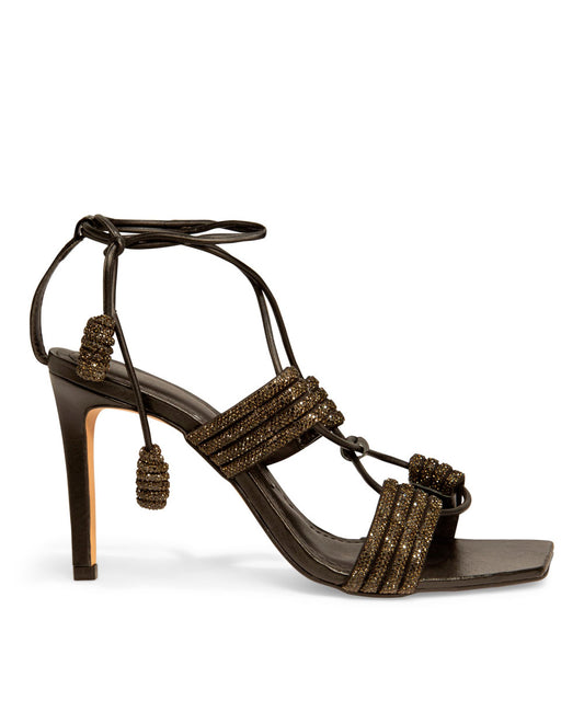 Sandália Santa Lolla Preta Strass Salto Alto Fino