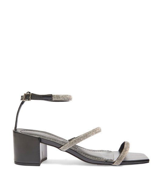 Sandália Santa Lolla Preta Strass Salto Bloco