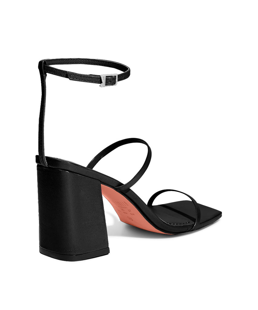 Sandália Santa Lolla Preta Tiras Finas Salto Bloco