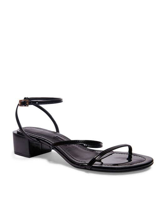 Sandália Santa Lolla Preta Verniz Salto Baixo