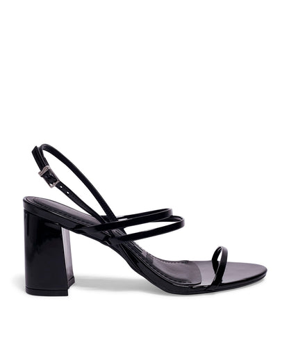 Sandália Santa Lolla Preta Verniz Salto Grosso