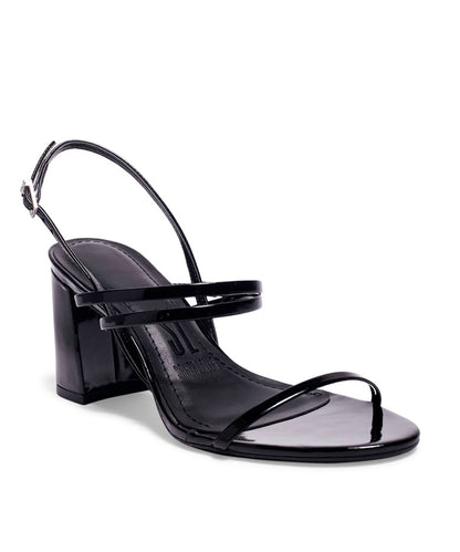 Sandália Santa Lolla Preta Verniz Salto Grosso