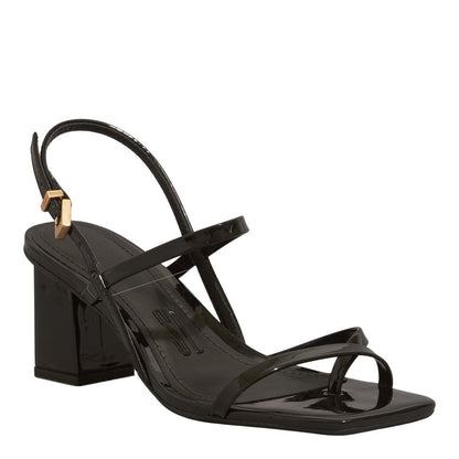 Sandália Santa Lolla Preta Verniz Salto Médio