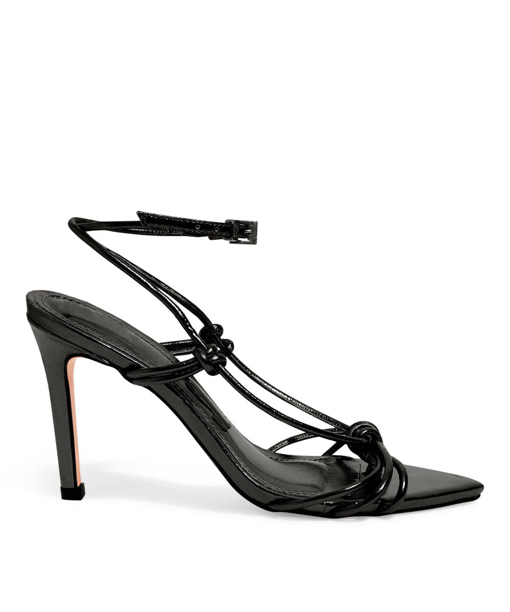 Sandália Santa Lolla Preto Nó Tiras Entrelaçadas